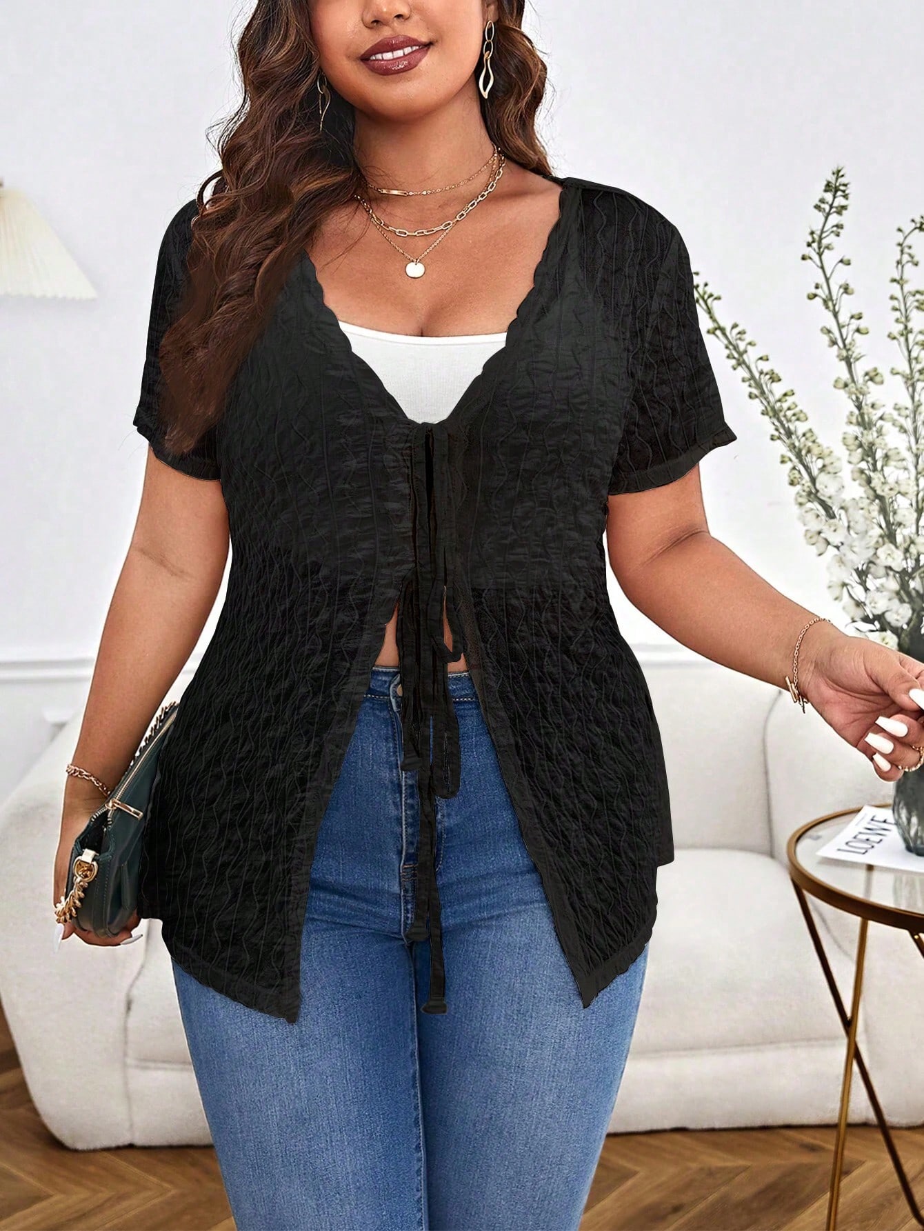 Kimono Sheer Floral - Spring Summer Plus Size Women Vacation