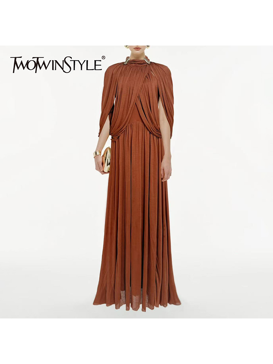 Linen Dress Wrap - TWOTINSTYLE Fashion Spliced Folds Design Sense