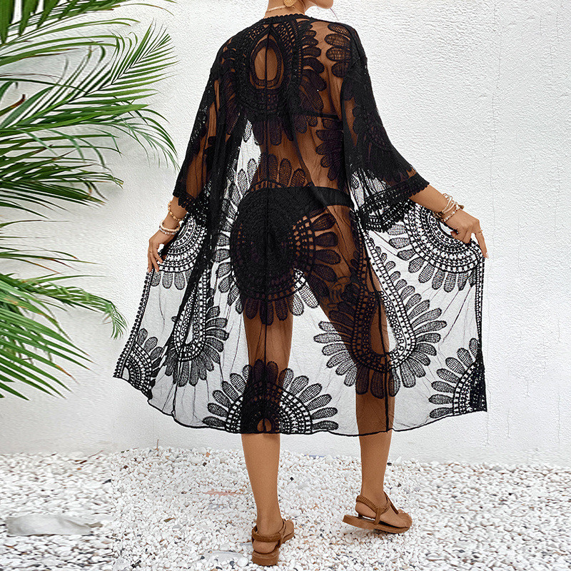 Illusion Sheer Beach Cover 202 - Kimono Sheer Floral 评论和价格