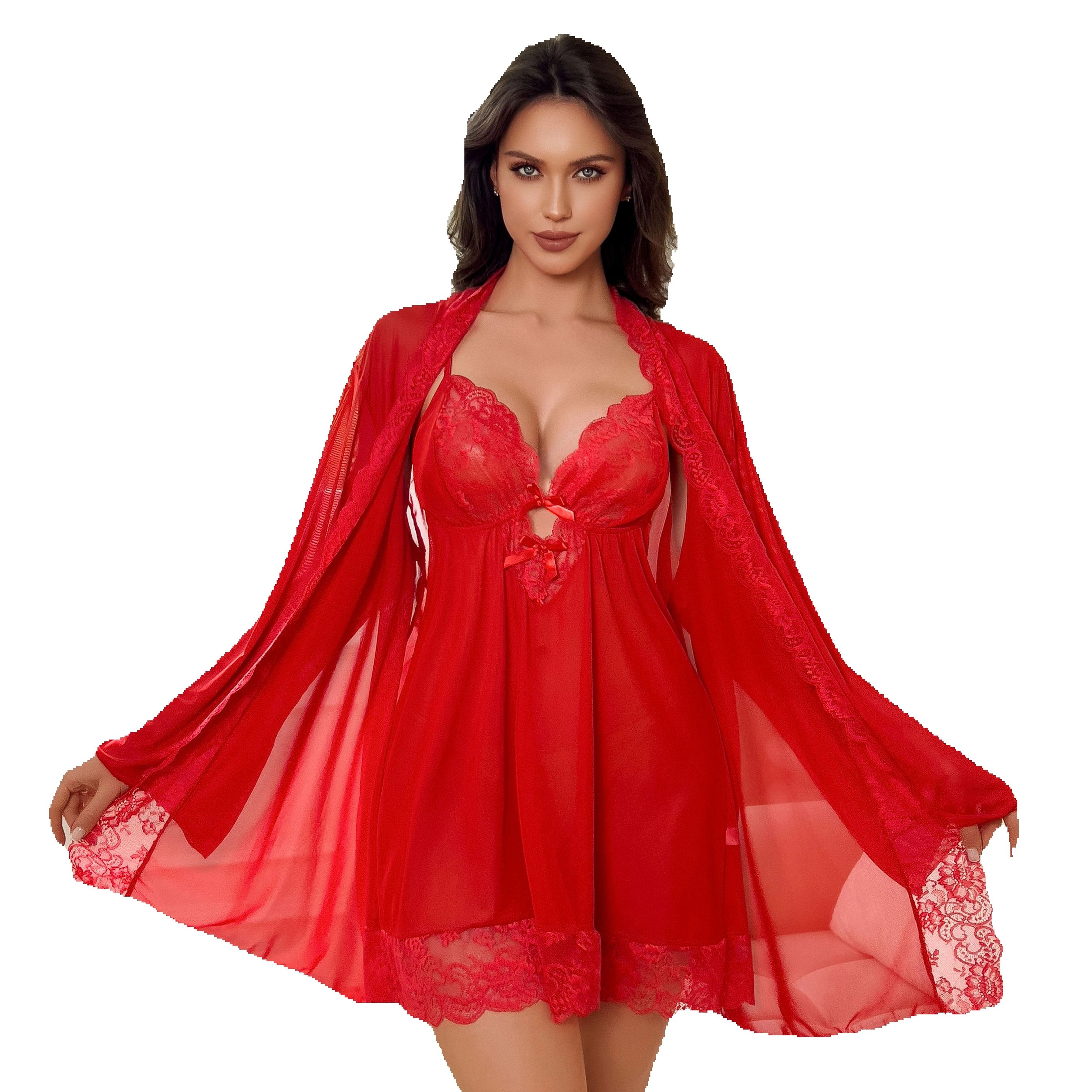 Plus Size Women Sexy Red Sheer - Kimono Sheer Floral 评论和价格