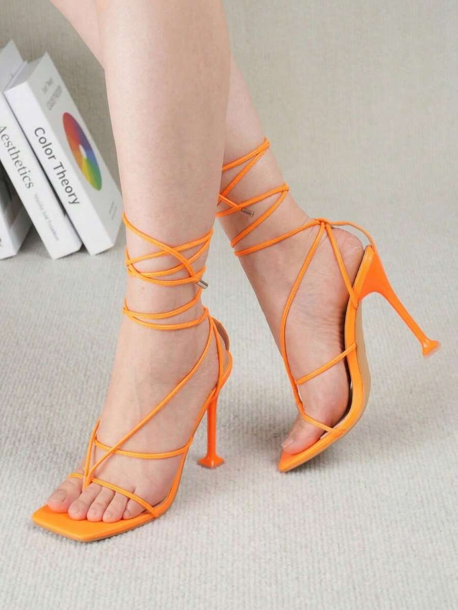 Womens 4.2 Inch Strappy Square - Sandal Strappy Heeled 评论和价格