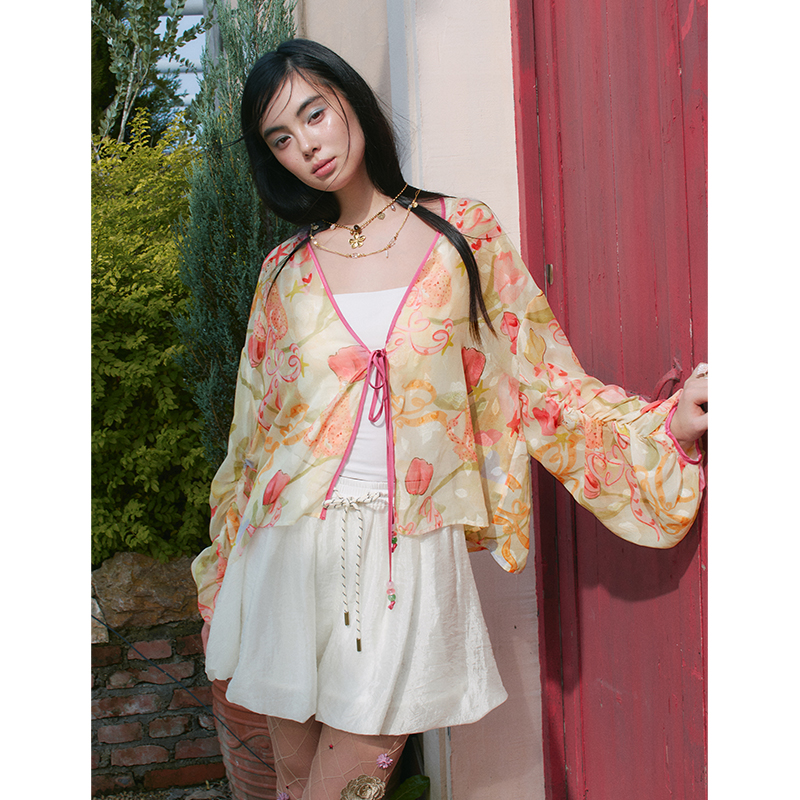 ELFSACK Floral Print Sheer Kim - Kimono Sheer Floral 评论和价格