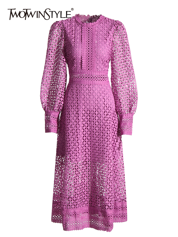 TWOTWINSTYLE Embroidery Cut Ou - Linen Dress Wrap 评论和价格