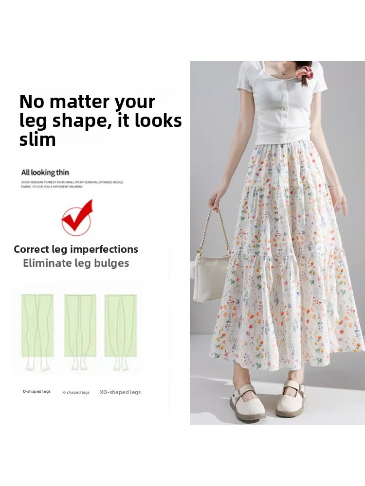 plus Size Floral Print A-Line  - Midi Skirt Floral 评论和价格