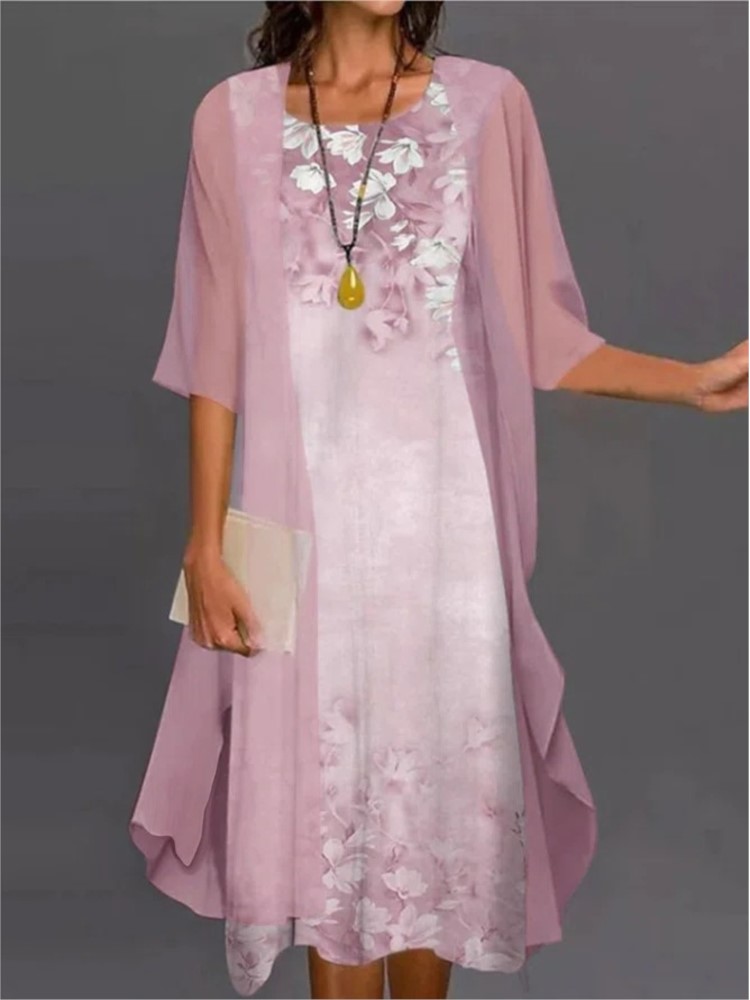 Summer Elegant Dress Two-piece - Romper Floral Print 评论和价格