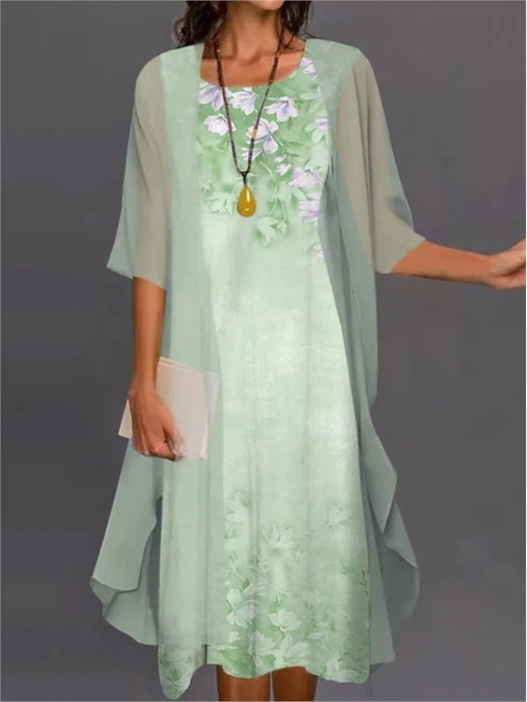 Summer Elegant Dress Two-piece - Romper Floral Print 评论和价格