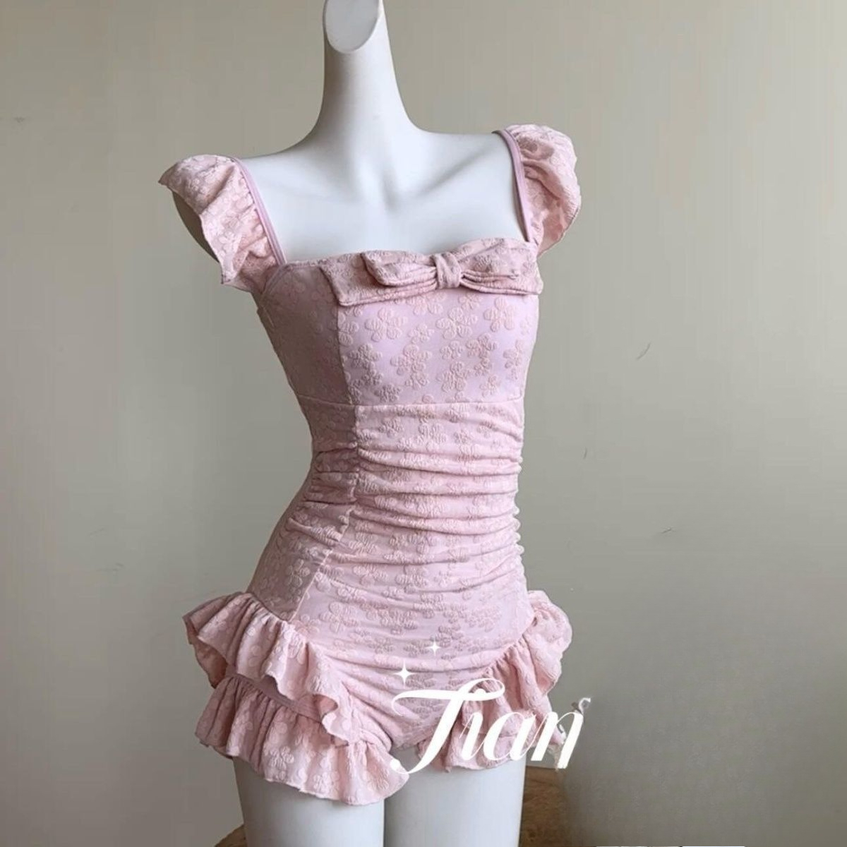 Swimsuit Women Pink Jacquard F - Swimsuit Bikini Ruched 评论和价格