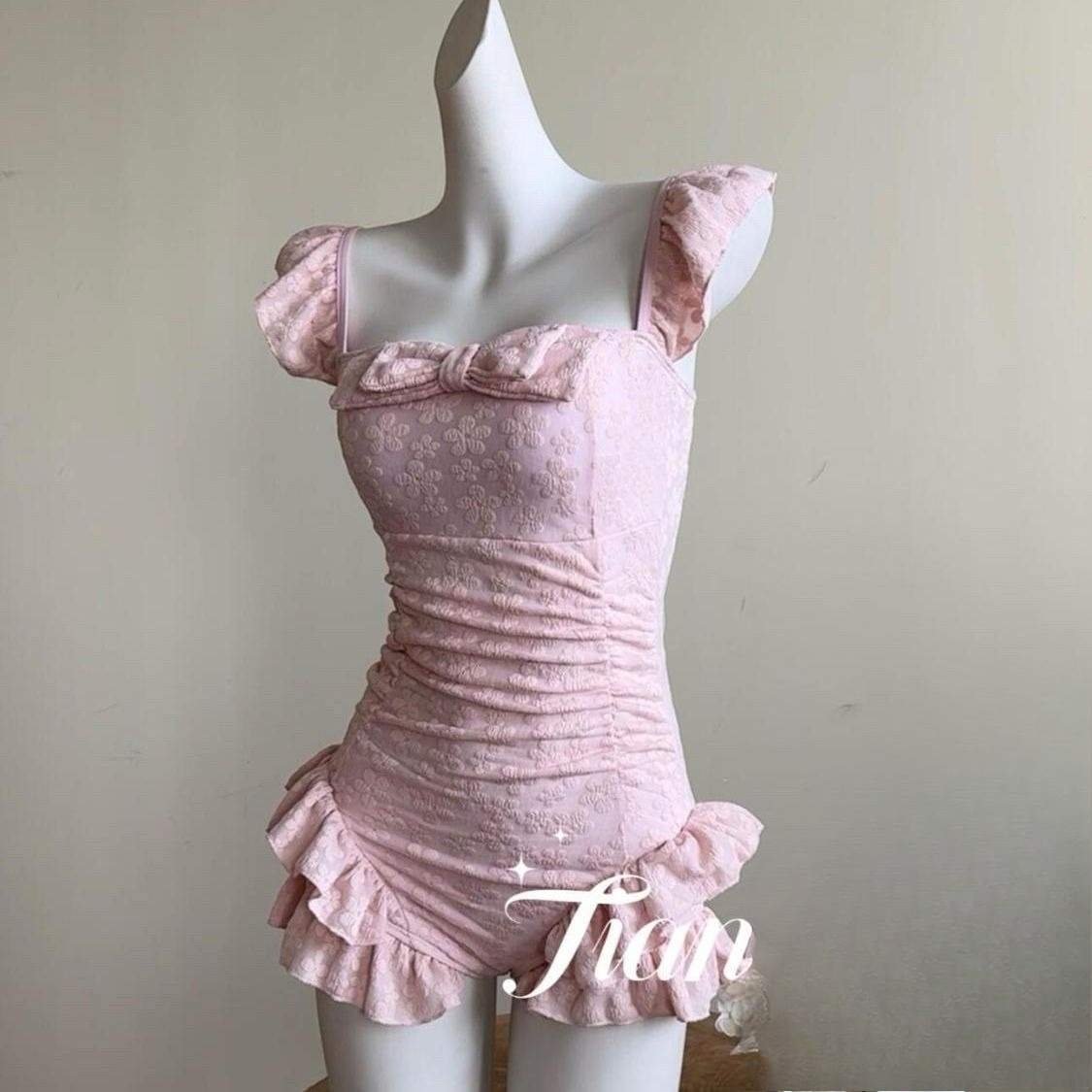 Swimsuit Women Pink Jacquard F - Swimsuit Bikini Ruched 评论和价格