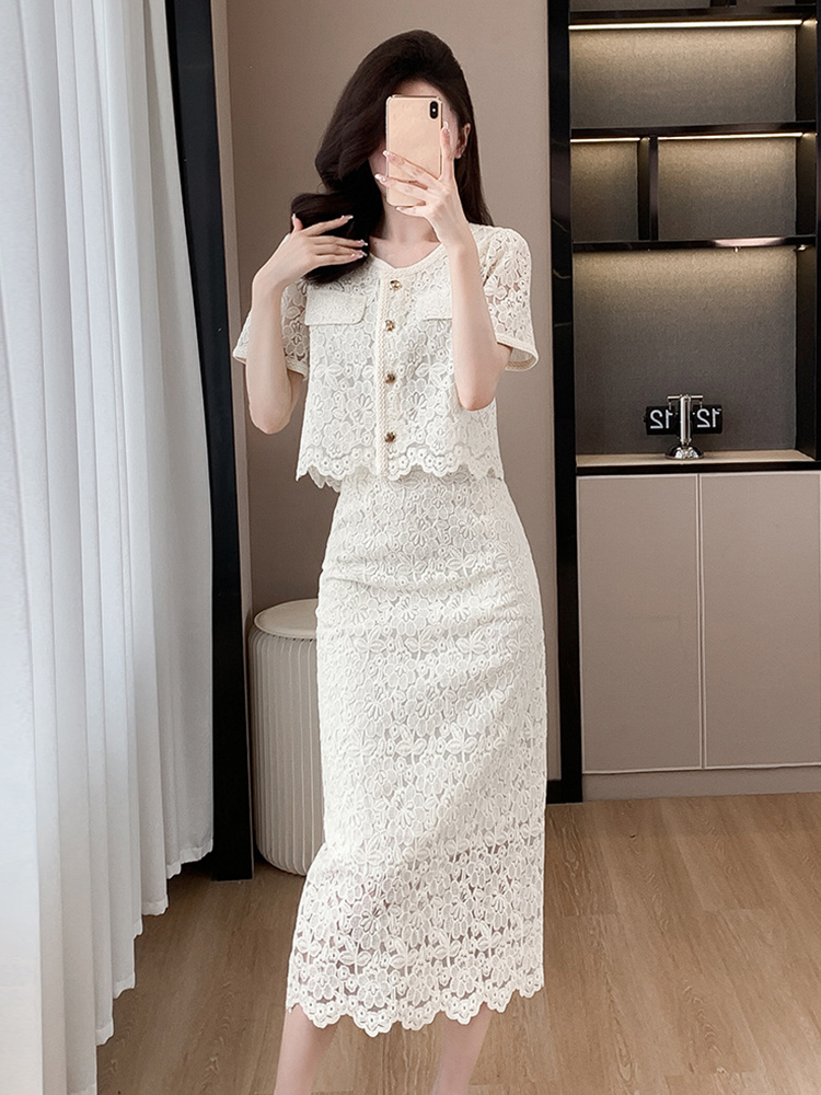 Summer Women Elegant Lace Flor - Midi Skirt Floral 评论和价格