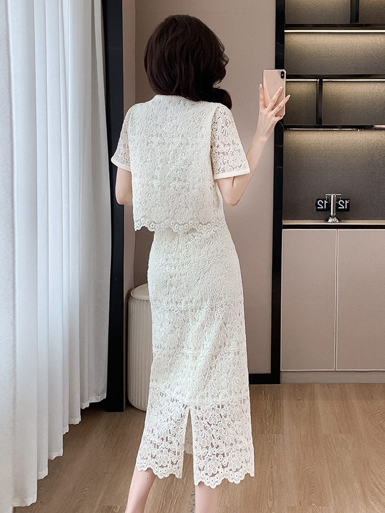 Summer Women Elegant Lace Flor - Midi Skirt Floral 评论和价格