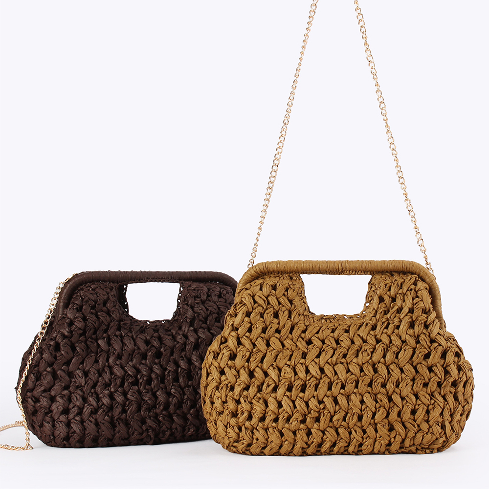 Elegant Ladies Chain Hand Knit - Crochet Bag Raffia 评论和价格