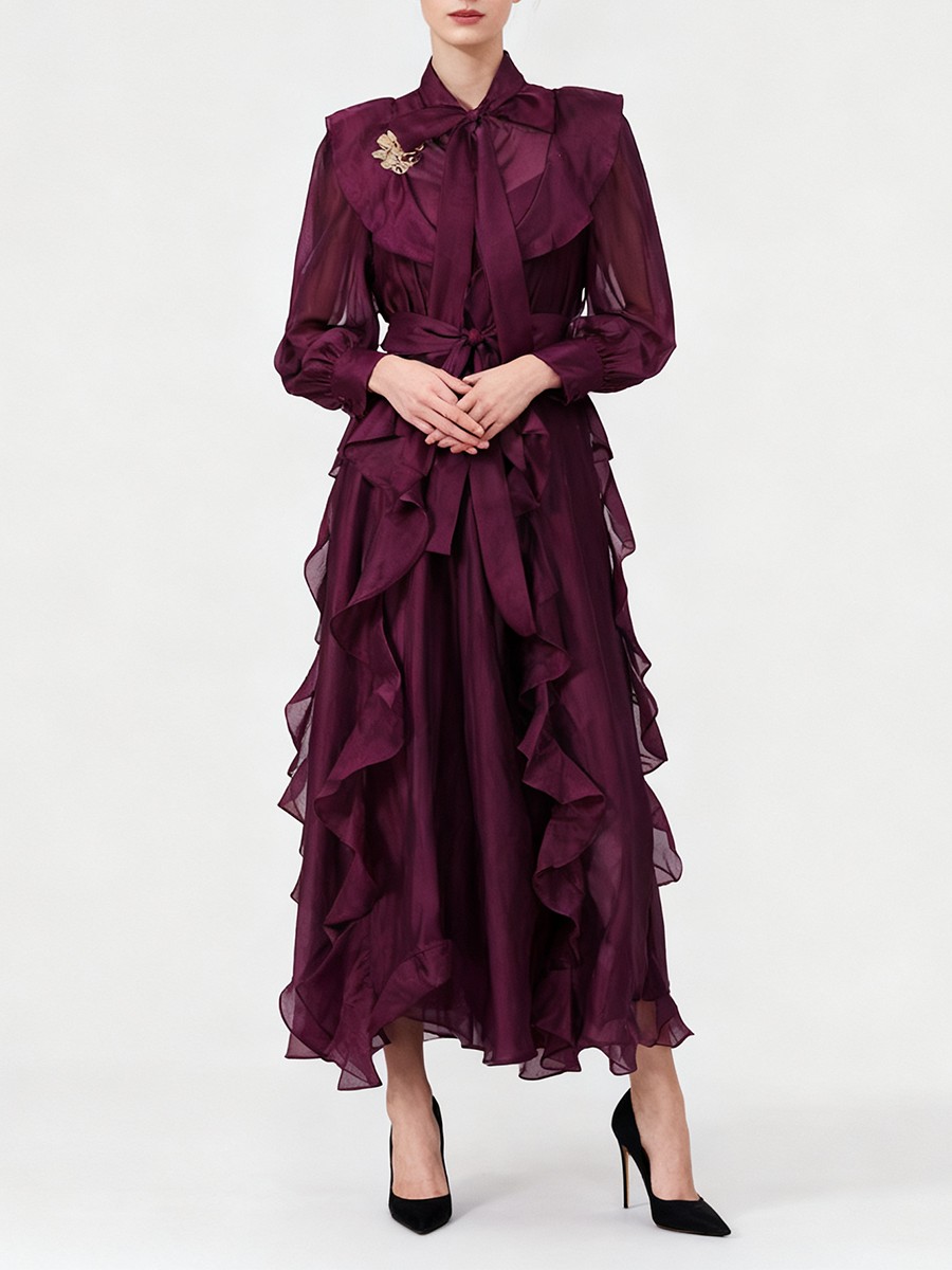 TWOTWINSTYLE Solid Spliced Ruf - Linen Dress Wrap 评论和价格