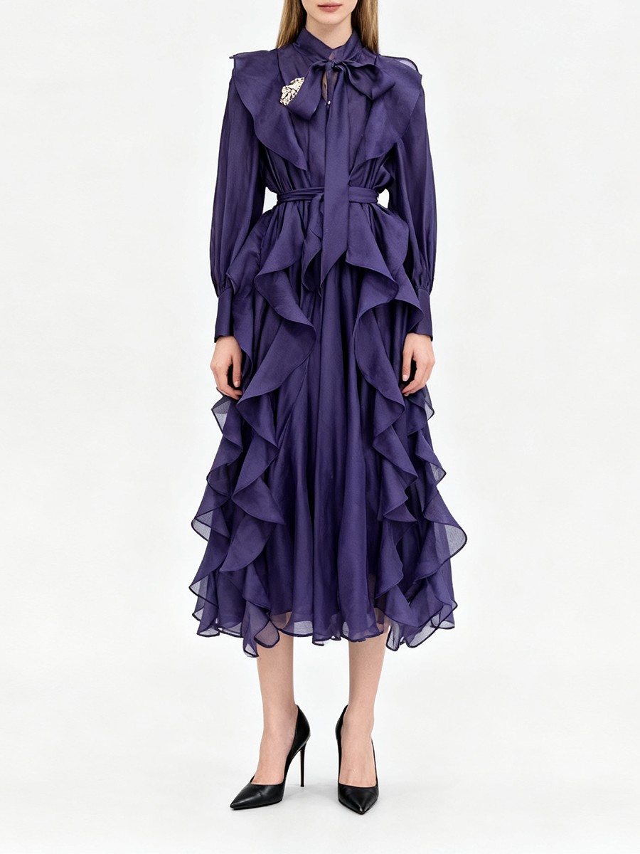 TWOTWINSTYLE Solid Spliced Ruf - Linen Dress Wrap 评论和价格