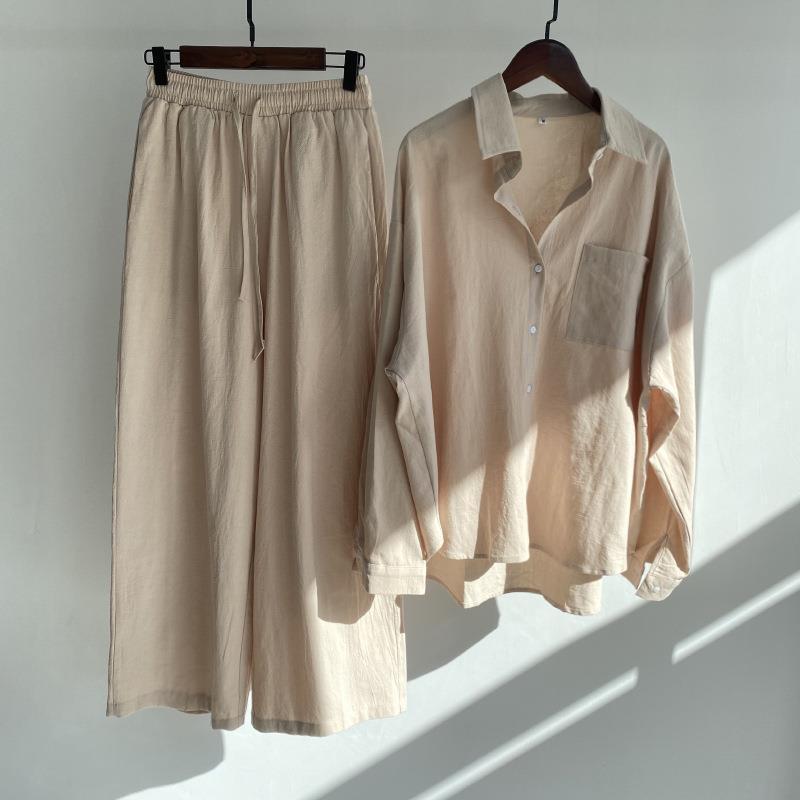 Women Cotton Linen 2 Piece Set - Linen Pant Wide 评论和价格