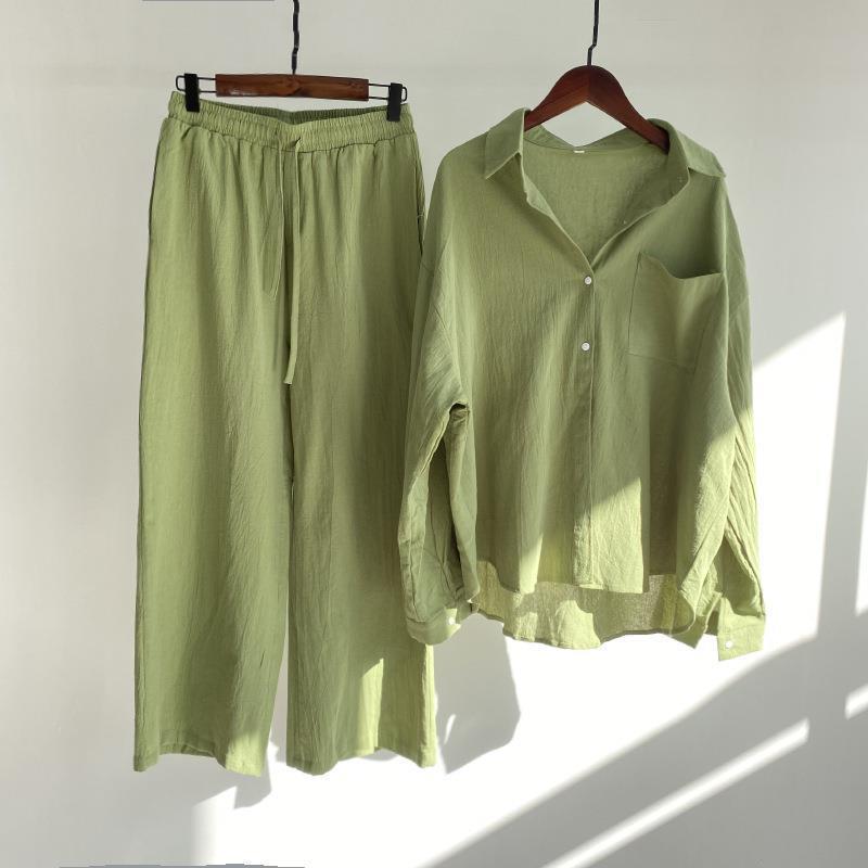 Women Cotton Linen 2 Piece Set - Linen Pant Wide 评论和价格