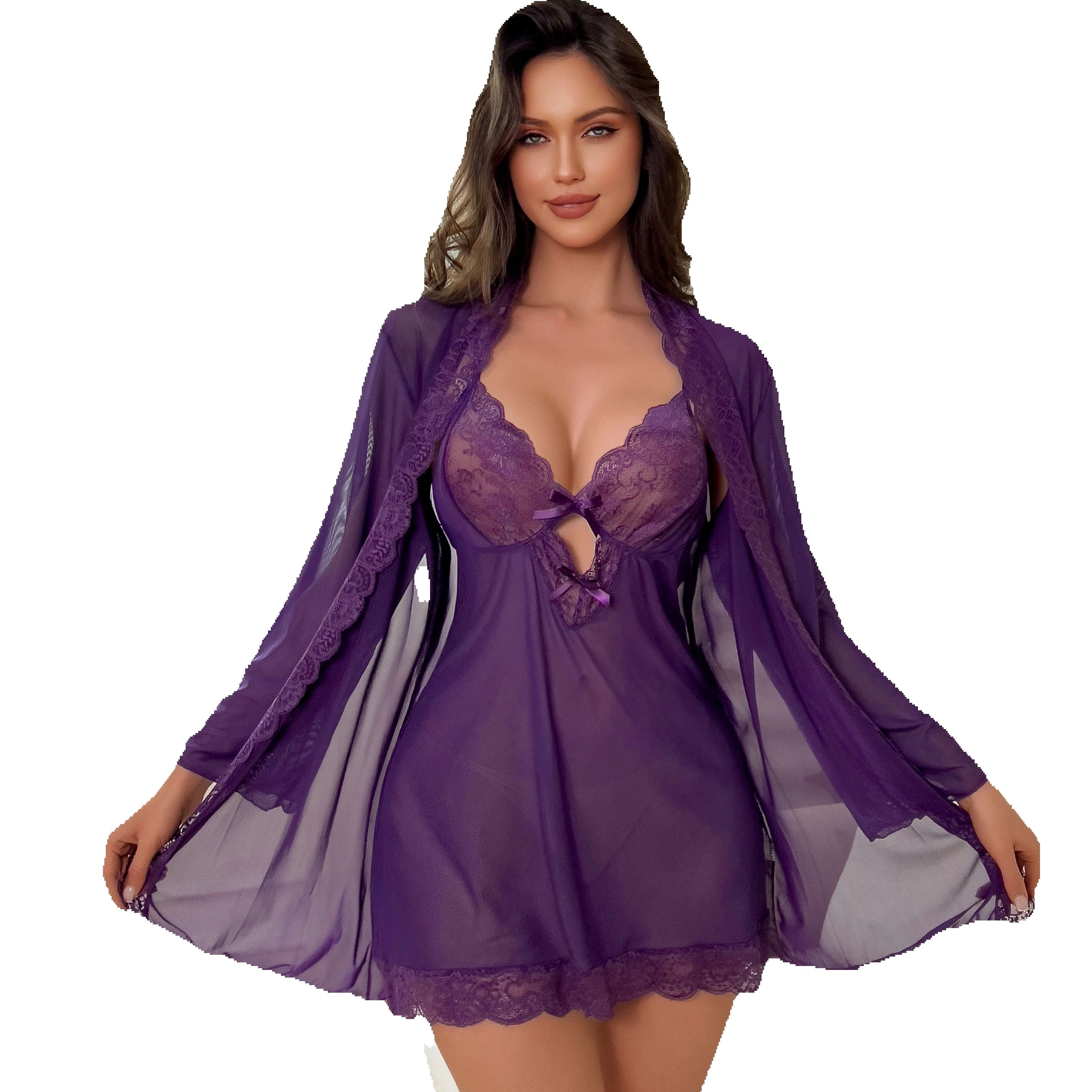 Women Sexy Lingerie Set Sheer  - Kimono Sheer Floral 评论和价格