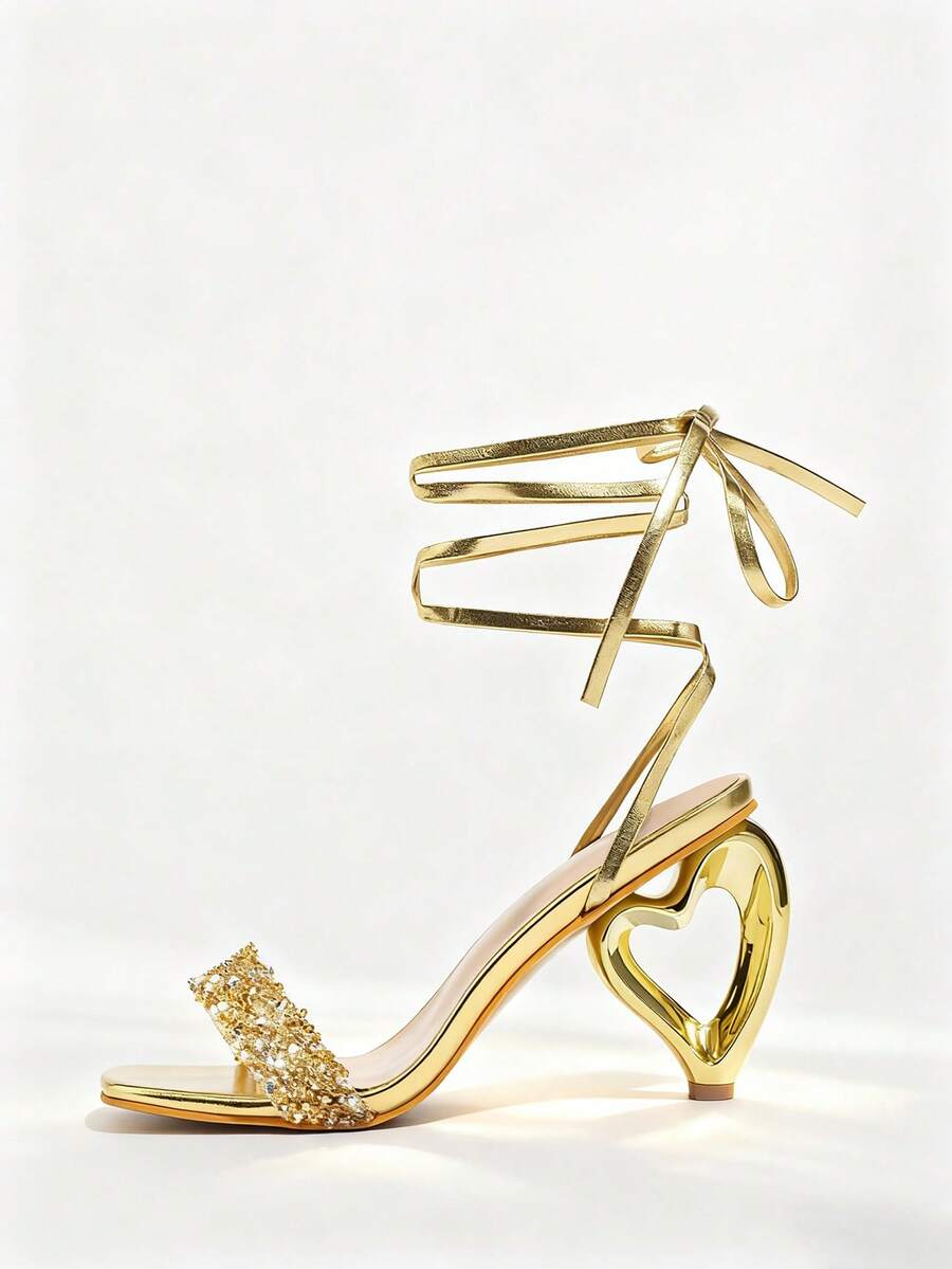 Womens Rhinestone-Embellished  - Sandal Strappy Heeled 评论和价格