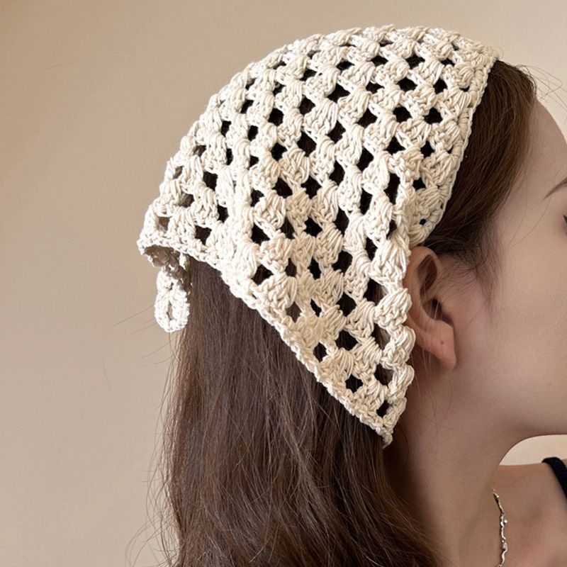 Crochet Triangle Hair Scarf Ho - Headband Summer Knit 评论和价格