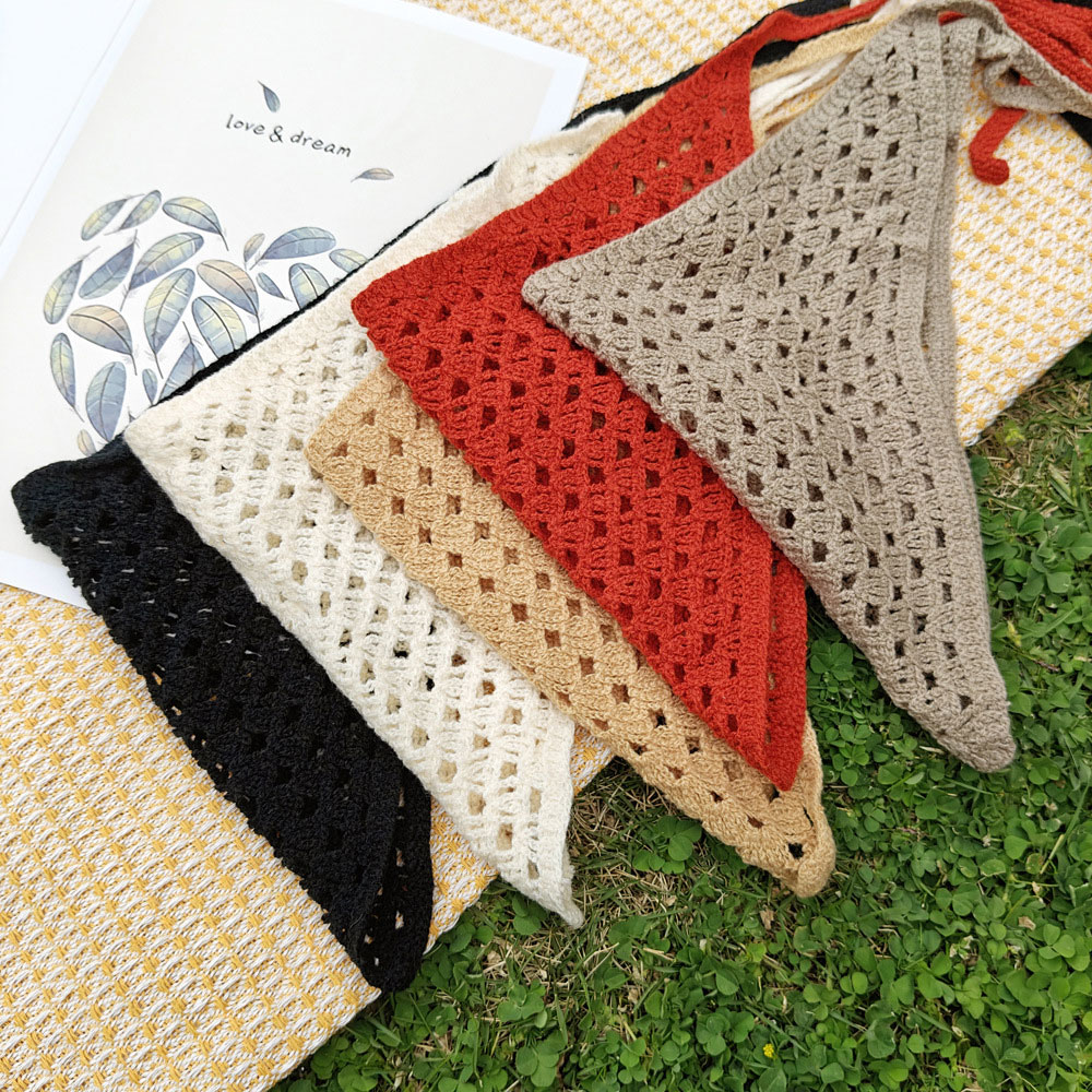 Crochet Triangle Hair Scarf Ho - Headband Summer Knit 评论和价格