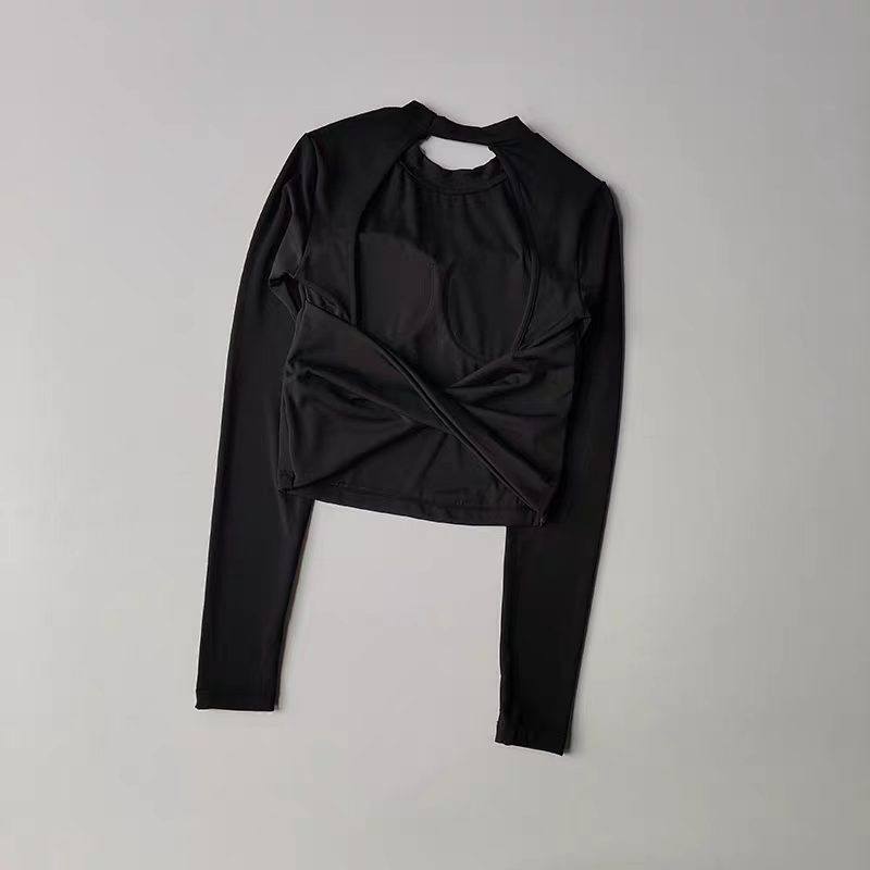 Women Long Sleeve Knotted Yoga - Crop Top Crochet 评论和价格