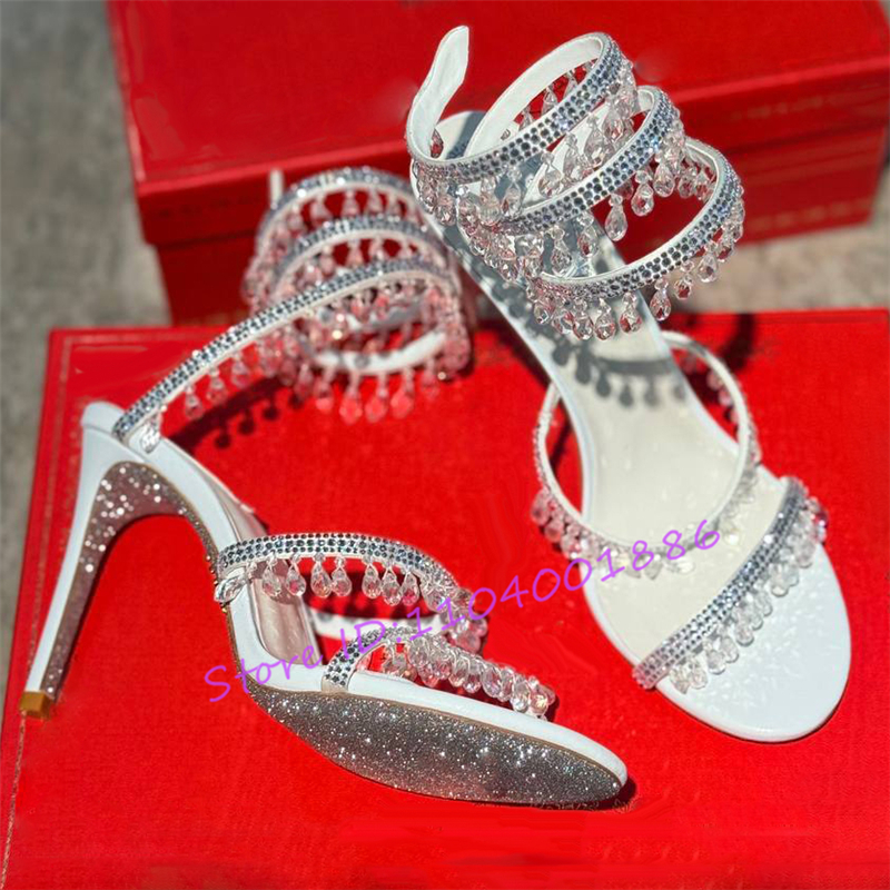 Rhinestone Snake Shape Ankle S - Sandal Strappy Heeled 评论和价格