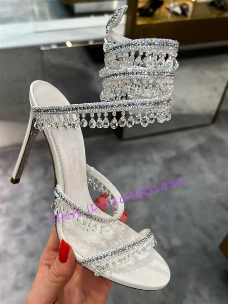 Rhinestone Snake Shape Ankle S - Sandal Strappy Heeled 评论和价格