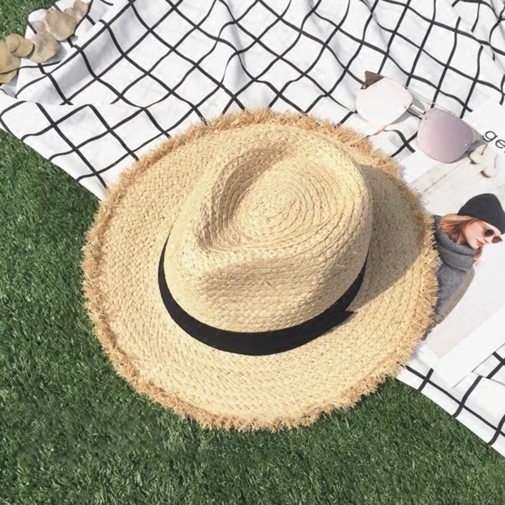 new Wide Brim Raffia Sun Hat f - Hat Floppy Wide 评论和价格