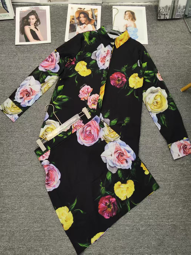 Retro flower print long-sleeve - Romper Floral Print 评论和价格