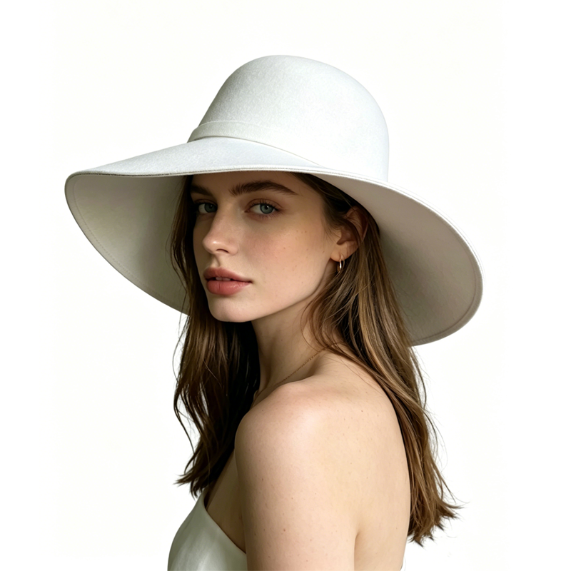 White Dome-shaped Ladies' Hat  - Hat Floppy Wide 评论和价格