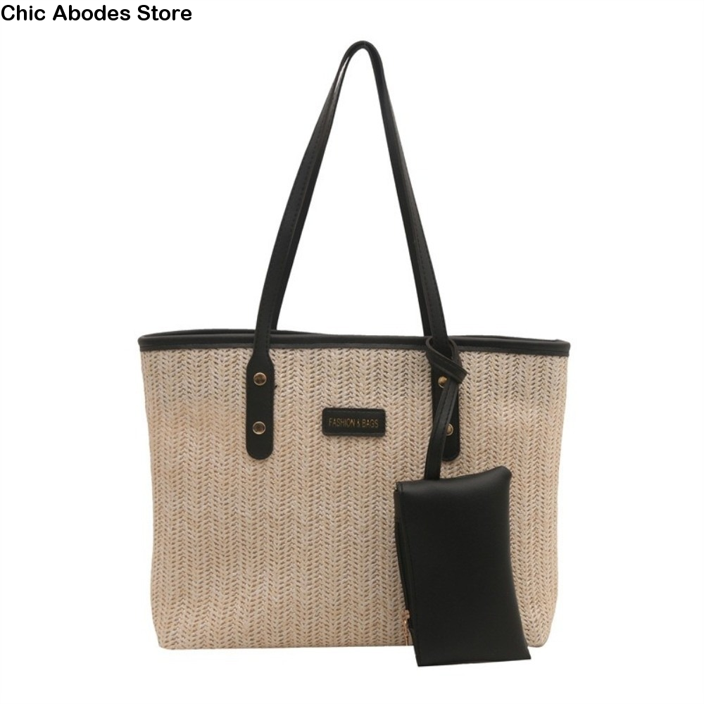 Casual Solid Color Weave Tote  - Tote Bag Beach 评论和价格