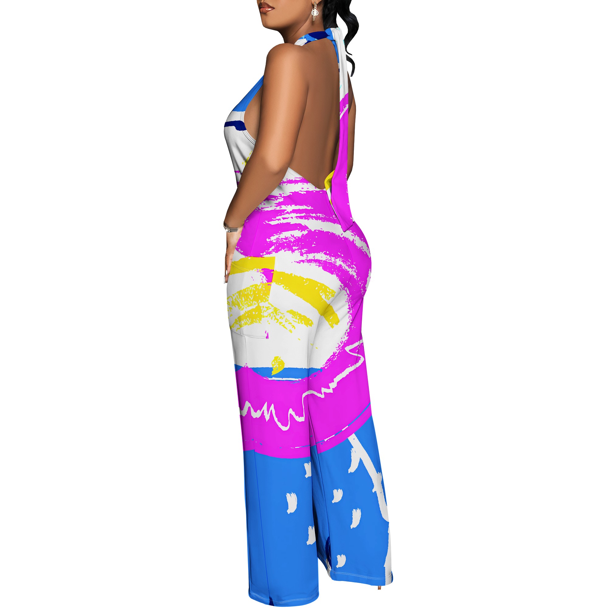 Bold Abstract Brushstroke Halt - Maxi Dress Halter 评论和价格
