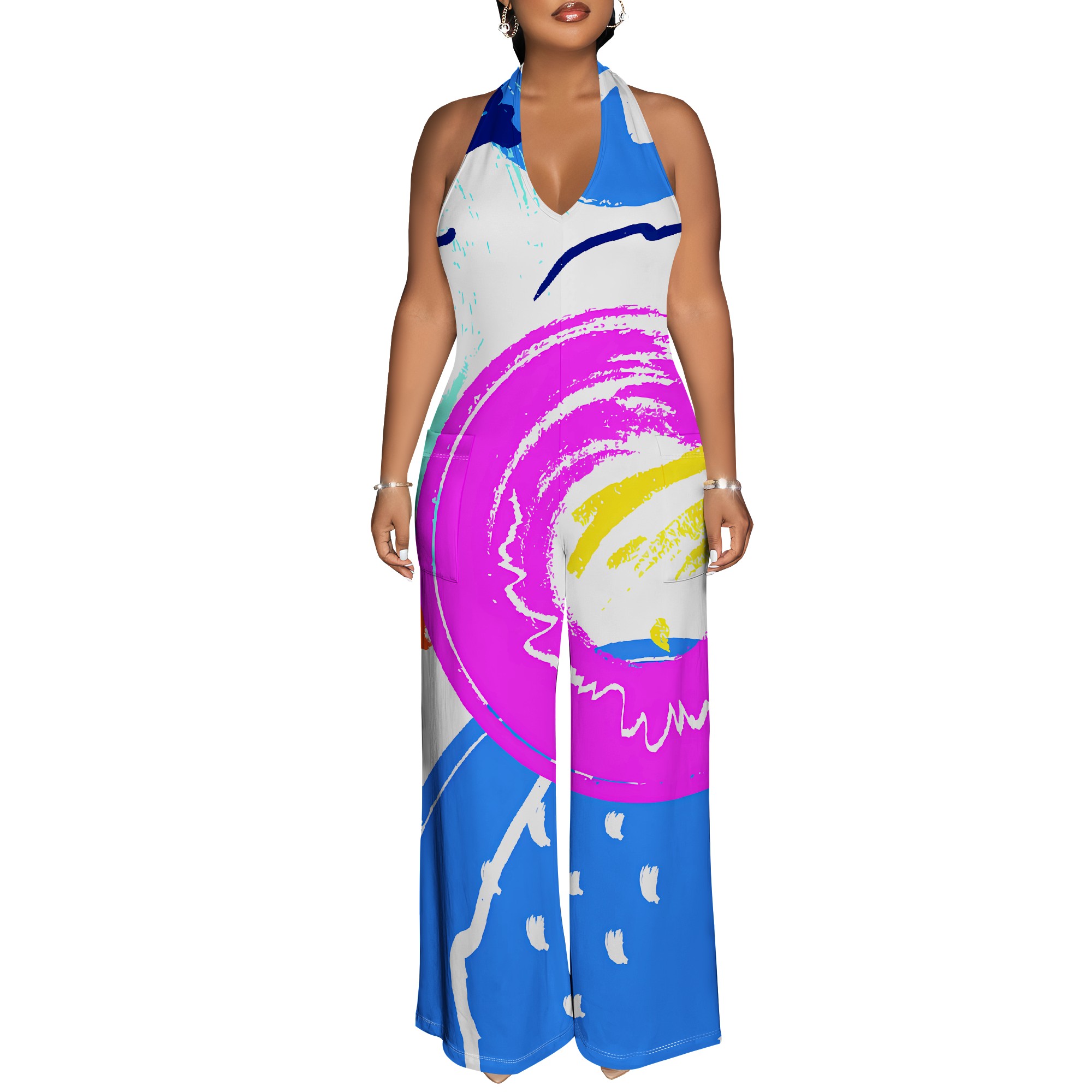 Bold Abstract Brushstroke Halt - Maxi Dress Halter 评论和价格