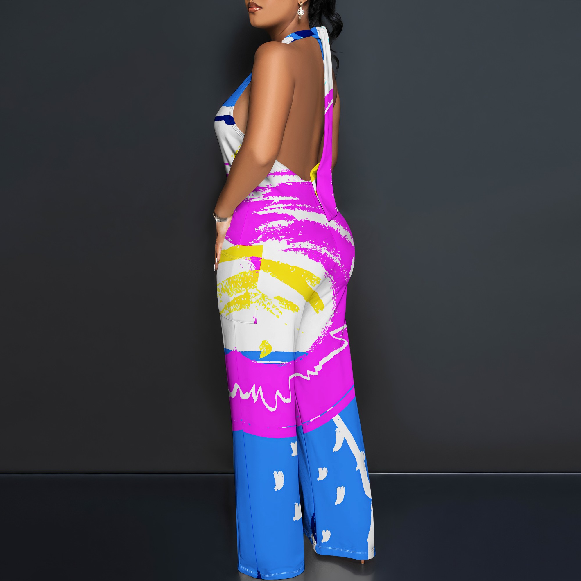 Bold Abstract Brushstroke Halt - Maxi Dress Halter 评论和价格