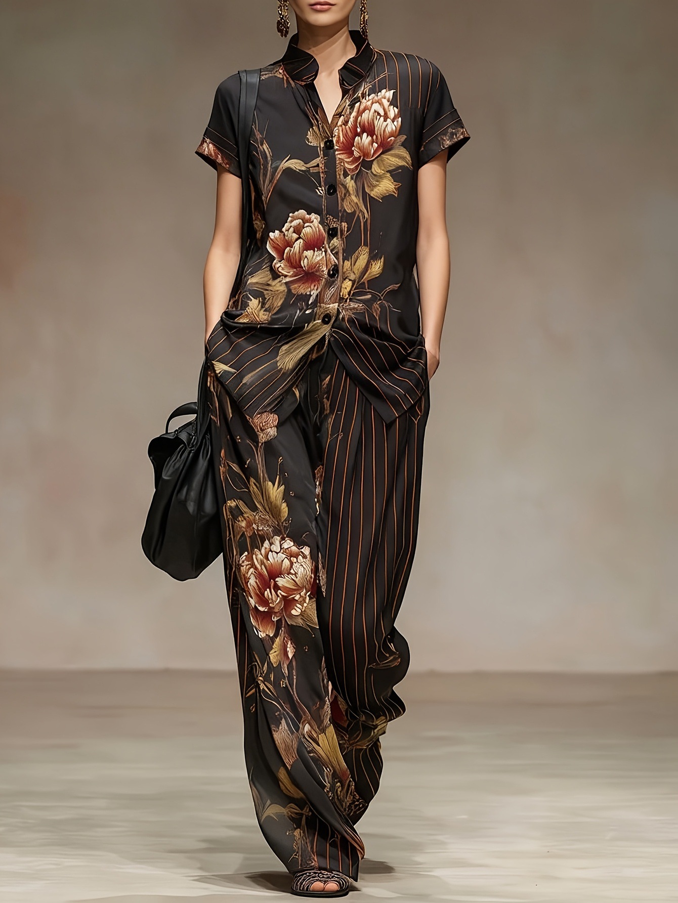 Chiffon Women Summer 2PCS Matc - Romper Floral Print 评论和价格
