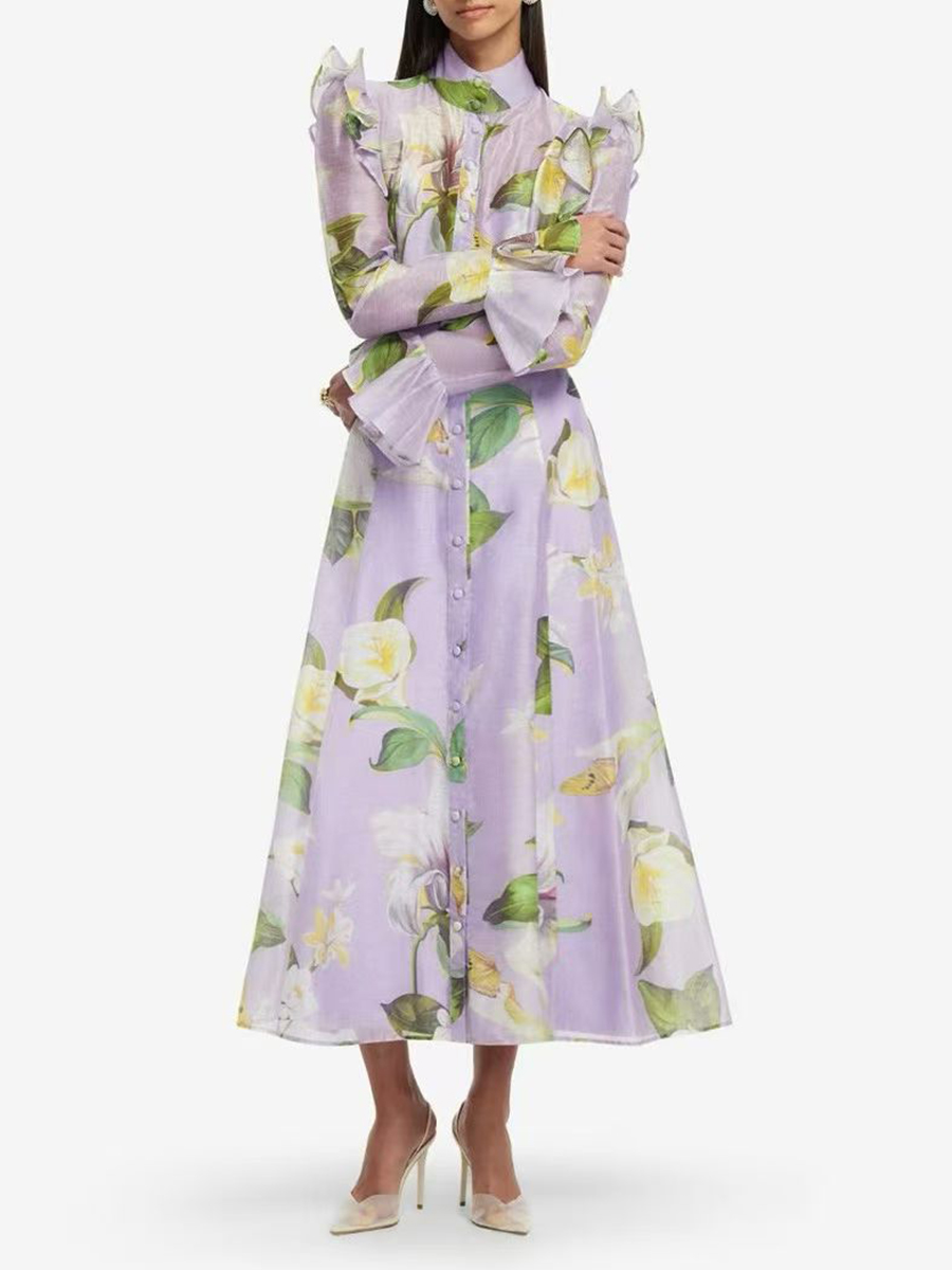 TWOTWINSTYLE Printing Spliced  - Linen Dress Wrap 评论和价格