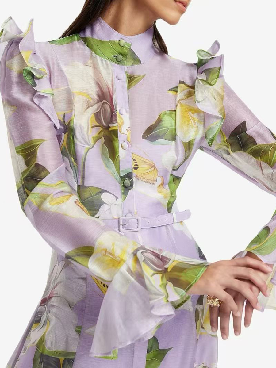 TWOTWINSTYLE Printing Spliced  - Linen Dress Wrap 评论和价格