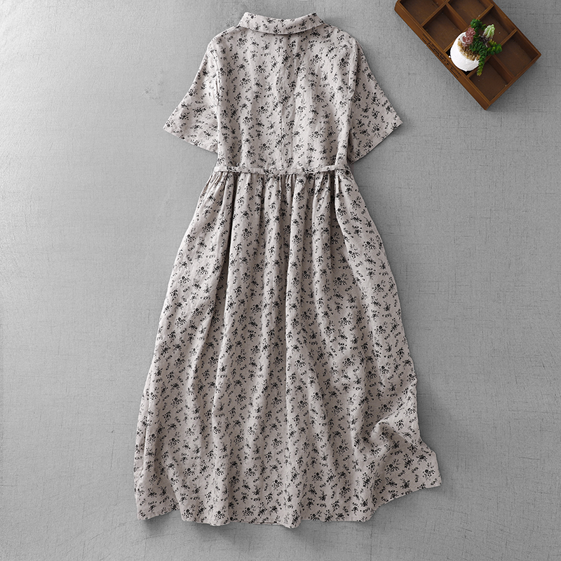 Summer Floral Cotton Linen Dr  - Midi Skirt Floral 评论和价格