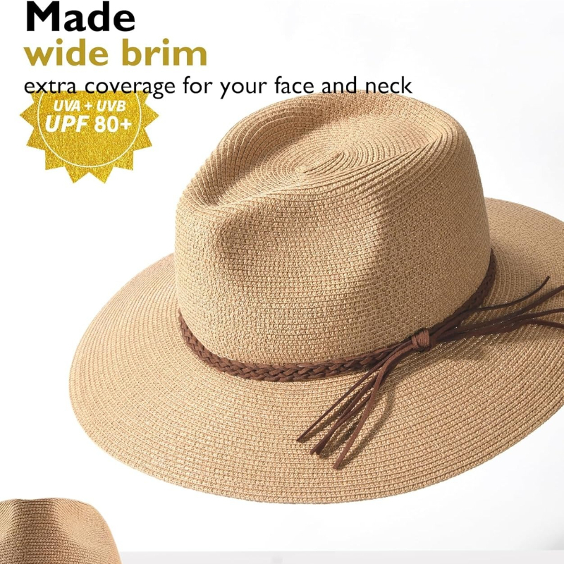 1pc Summer Straw Beach Sun Hat - Hat Floppy Wide 评论和价格