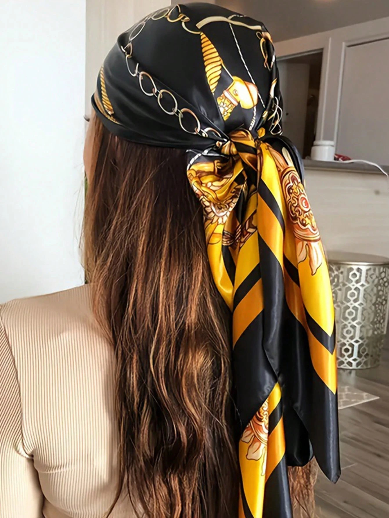 Luxury 90*90CM Vintage Chain P - Headband Summer Knit 评论和价格
