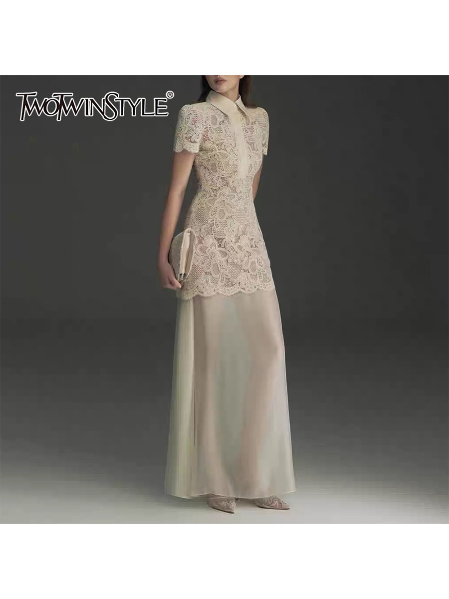 TWOTWINSTYLE Patchwork Lace Dr - Linen Dress Wrap 评论和价格