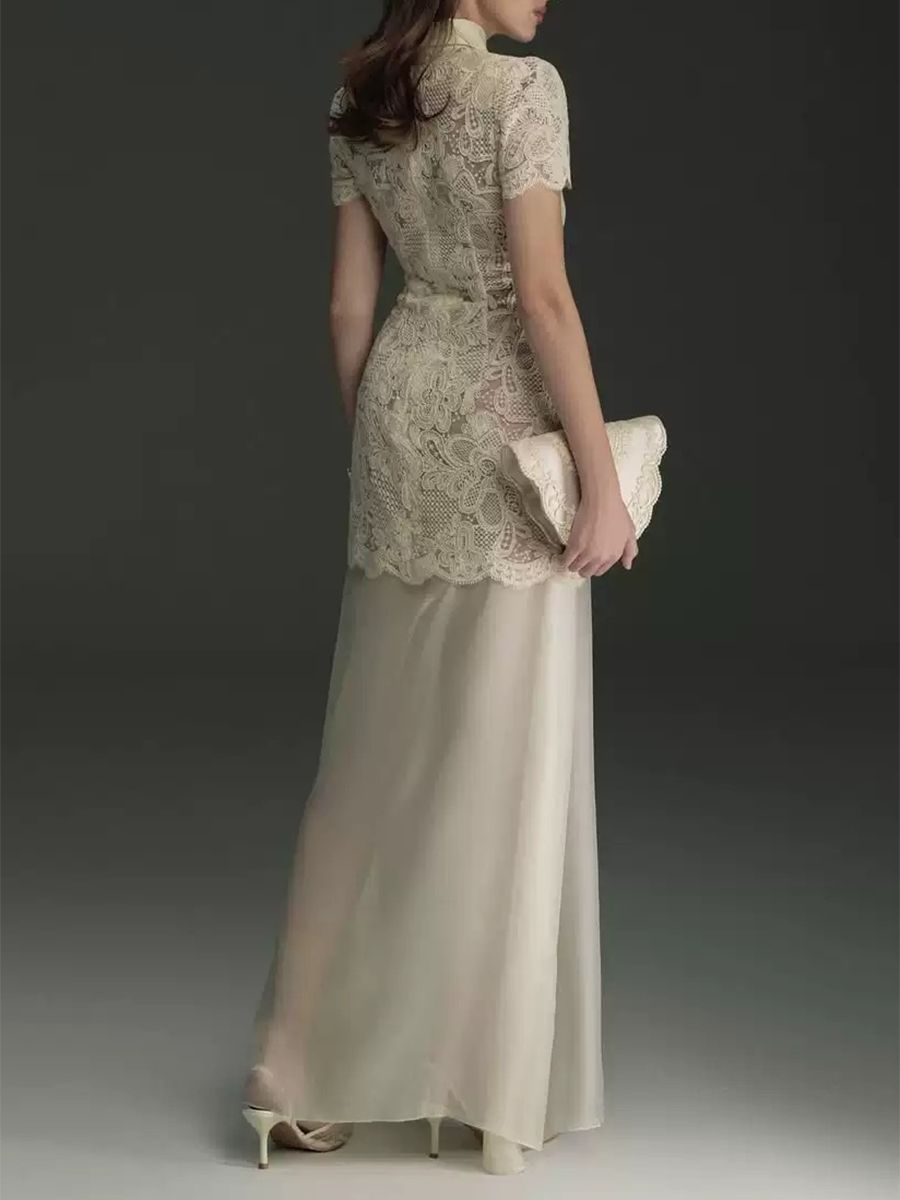 TWOTWINSTYLE Patchwork Lace Dr - Linen Dress Wrap 评论和价格