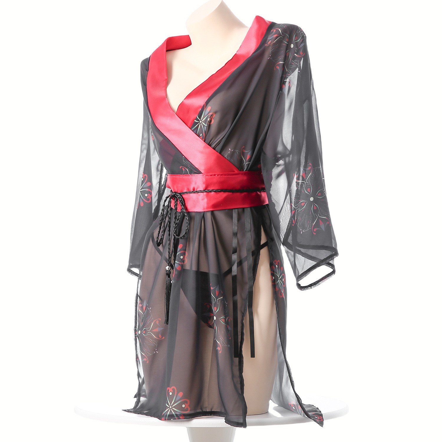 Women's Black Sheer Mesh Japan - Kimono Sheer Floral 评论和价格