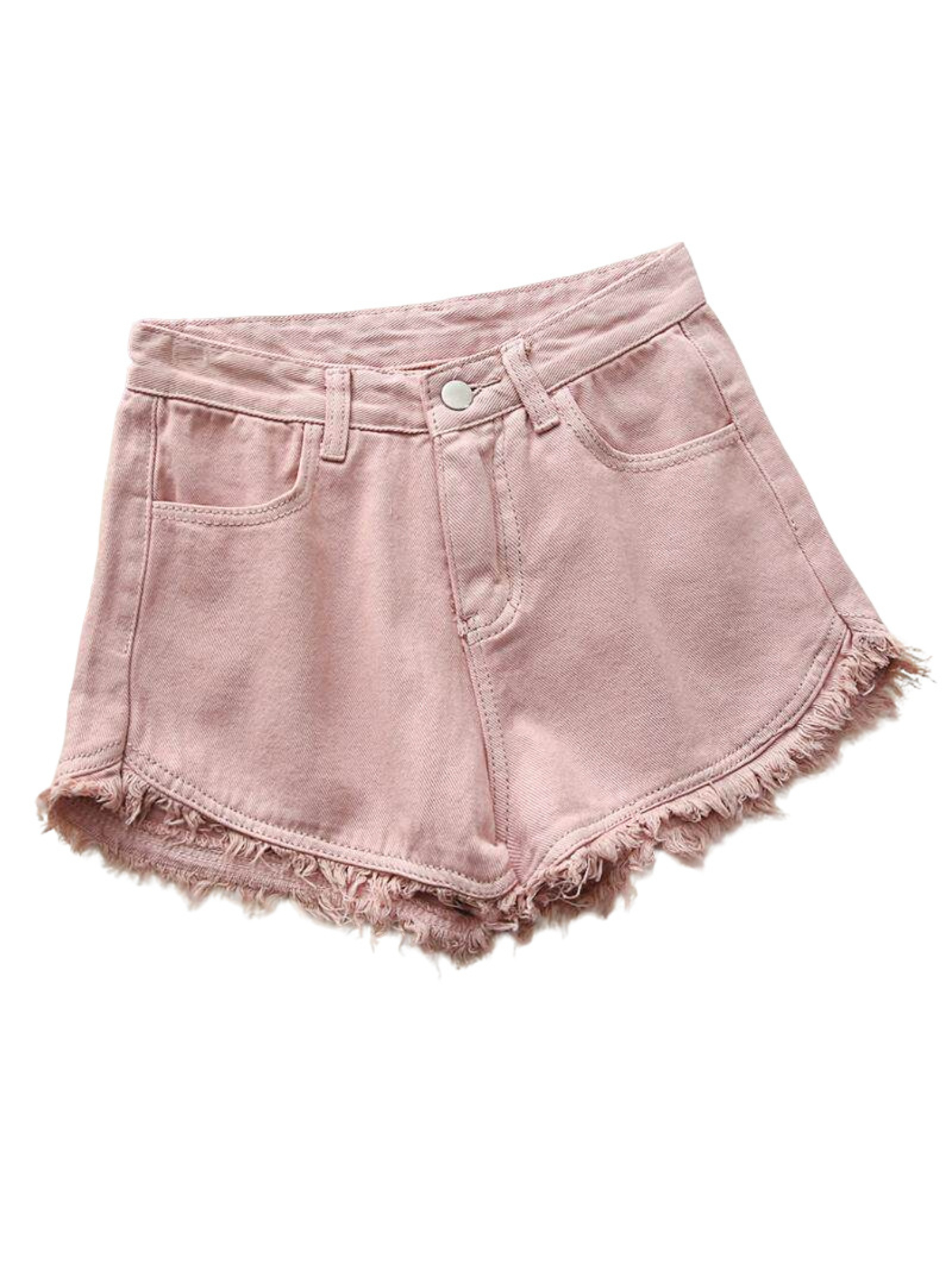 Women's High Waist Denim Short - Shorts Denim Frayed 评论和价格