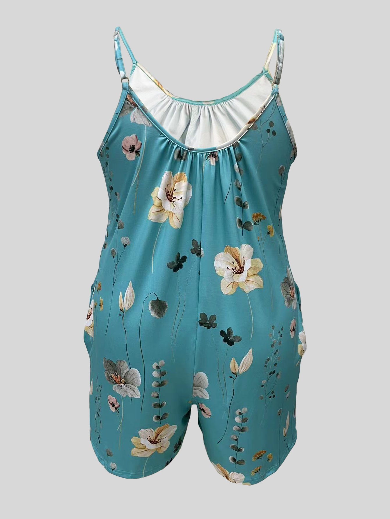 Plus Size Allover Print Cami R - Romper Floral Print 评论和价格