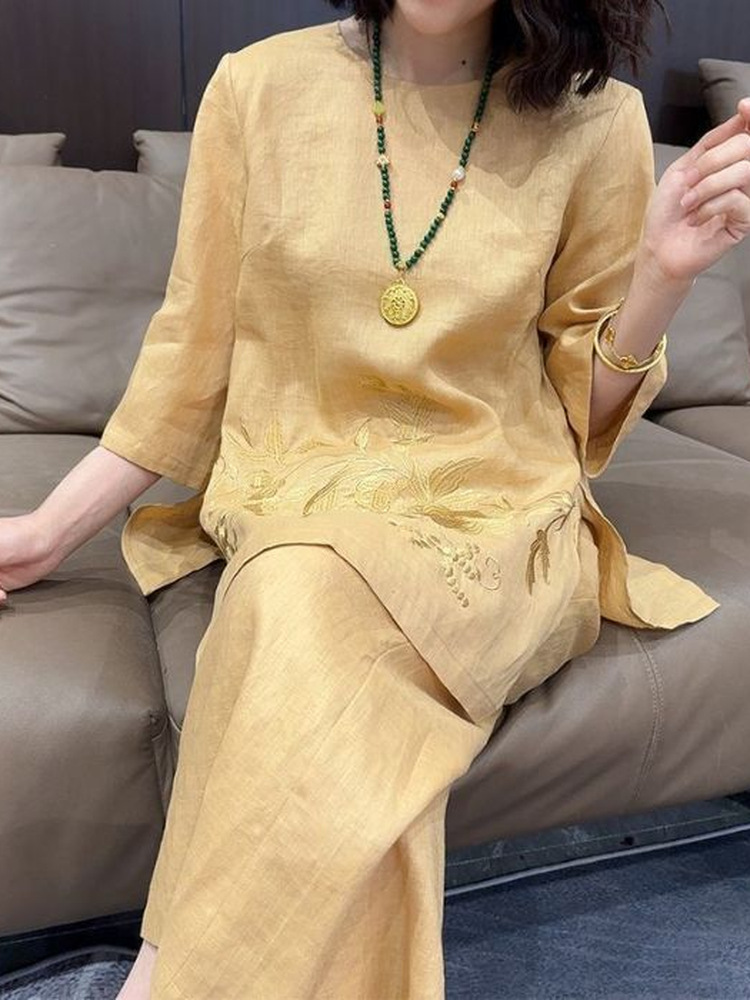 High-End Lightweight Cotton Li - Linen Pant Wide 评论和价格