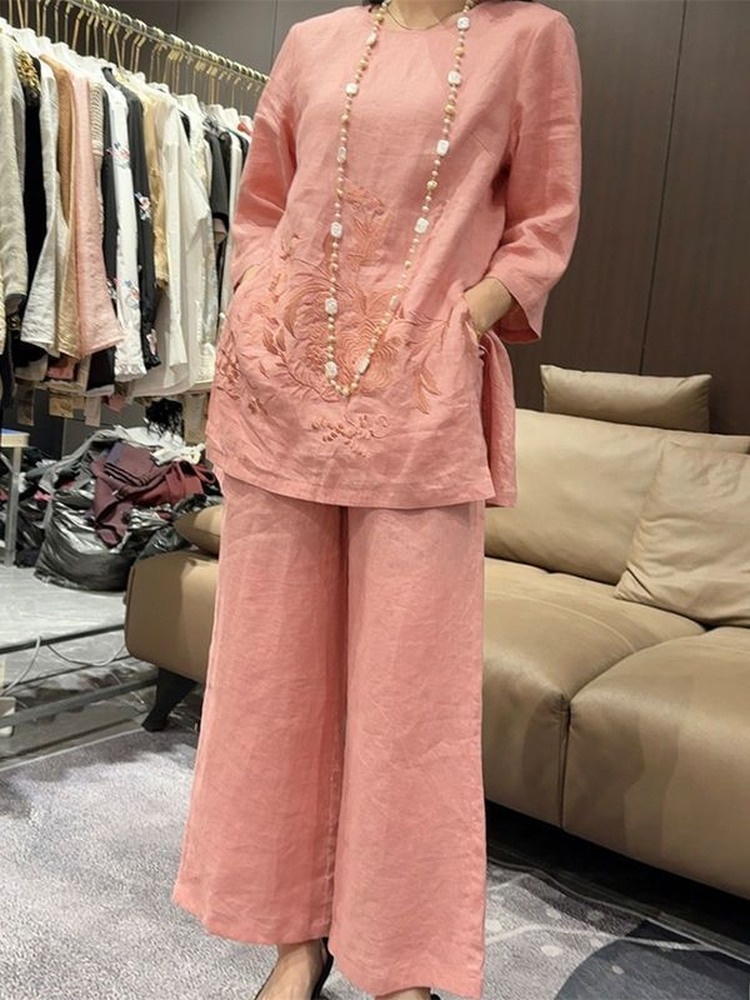 High-End Lightweight Cotton Li - Linen Pant Wide 评论和价格