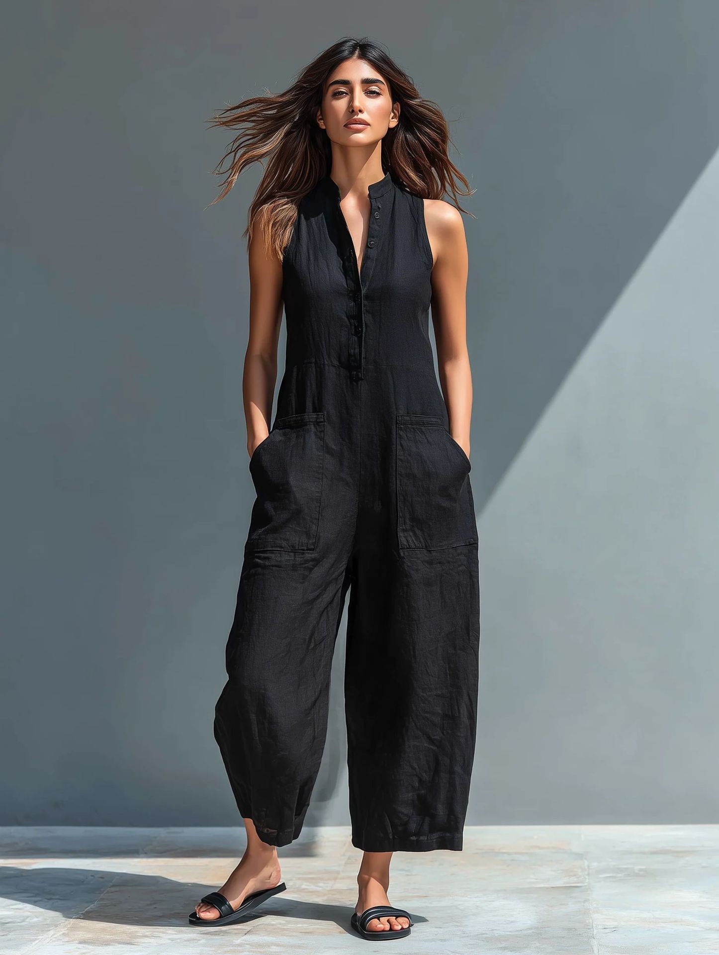 Summer Women's Clothing Sleeve - Jumpsuit Linen Relaxed 评论和价格