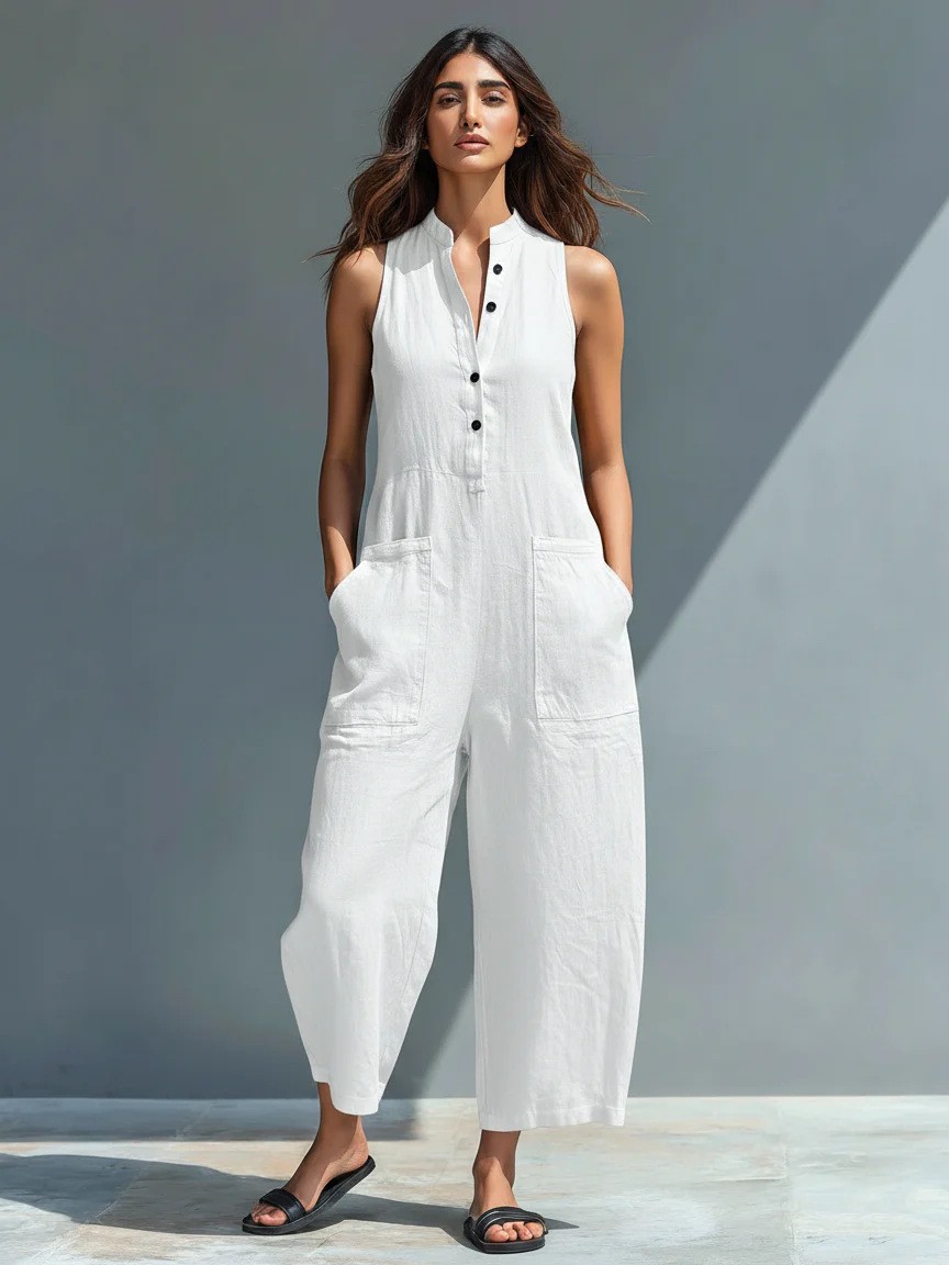Summer Women's Clothing Sleeve - Jumpsuit Linen Relaxed 评论和价格