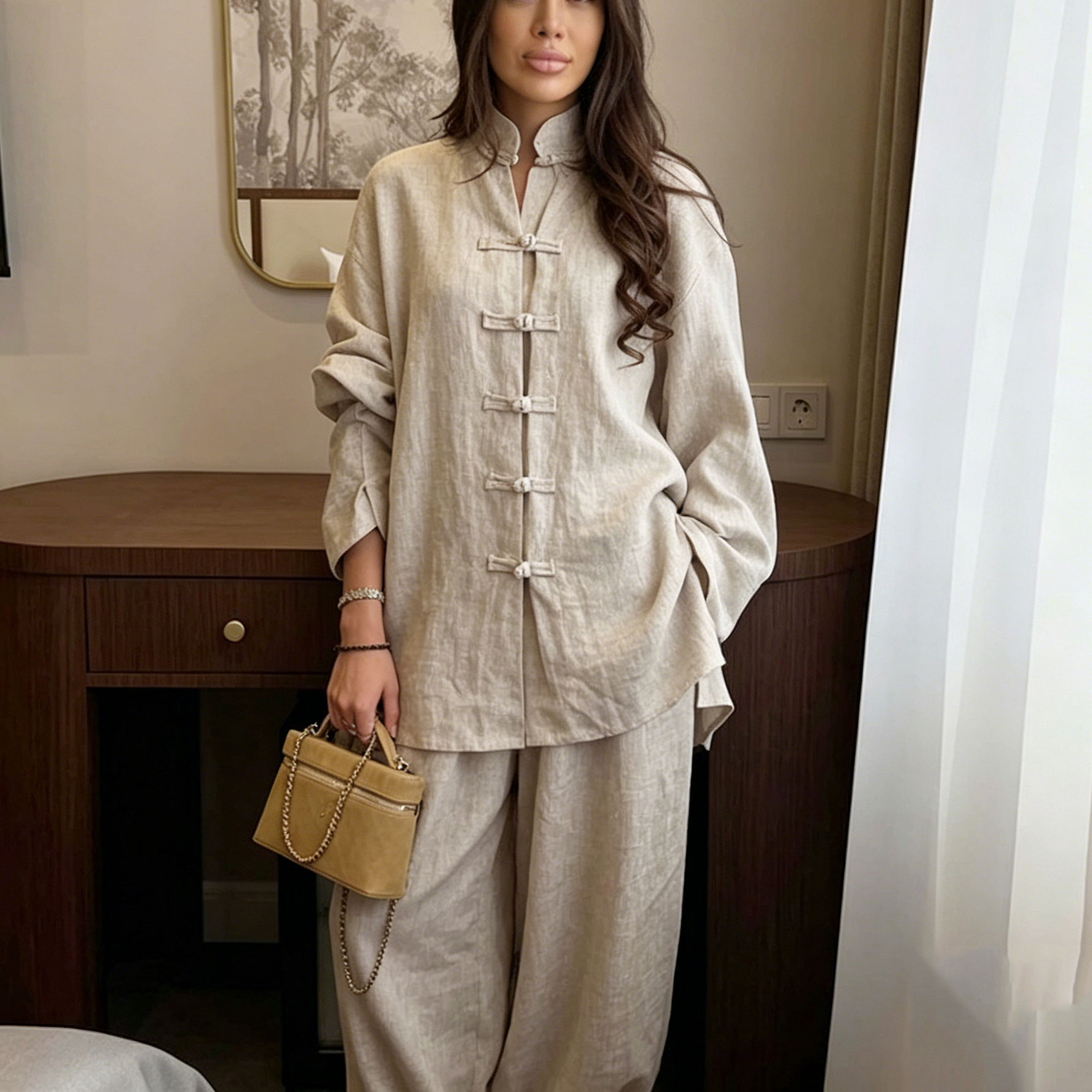 New Vintage Chinese Style Co O - Linen Pant Wide 评论和价格