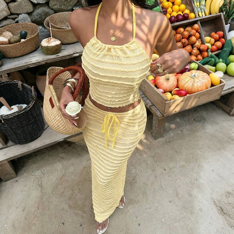 Sexy Elegant Dress Two Piece S - Maxi Dress Halter 评论和价格